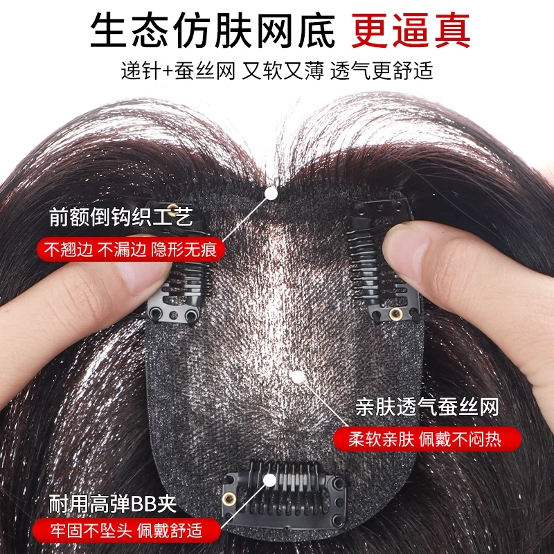 艾雪梦 八字刘海假发片 前额倒钩织工艺 增加发量 遮盖白发 轻薄透气 自然色/摩卡棕