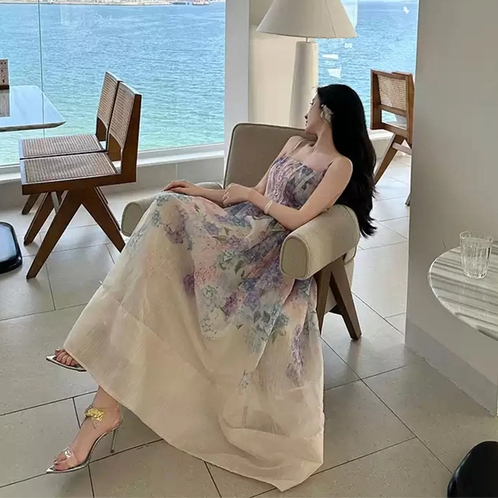 沐晓欣 舒适时尚通勤休闲百搭吊带连衣裙 女款