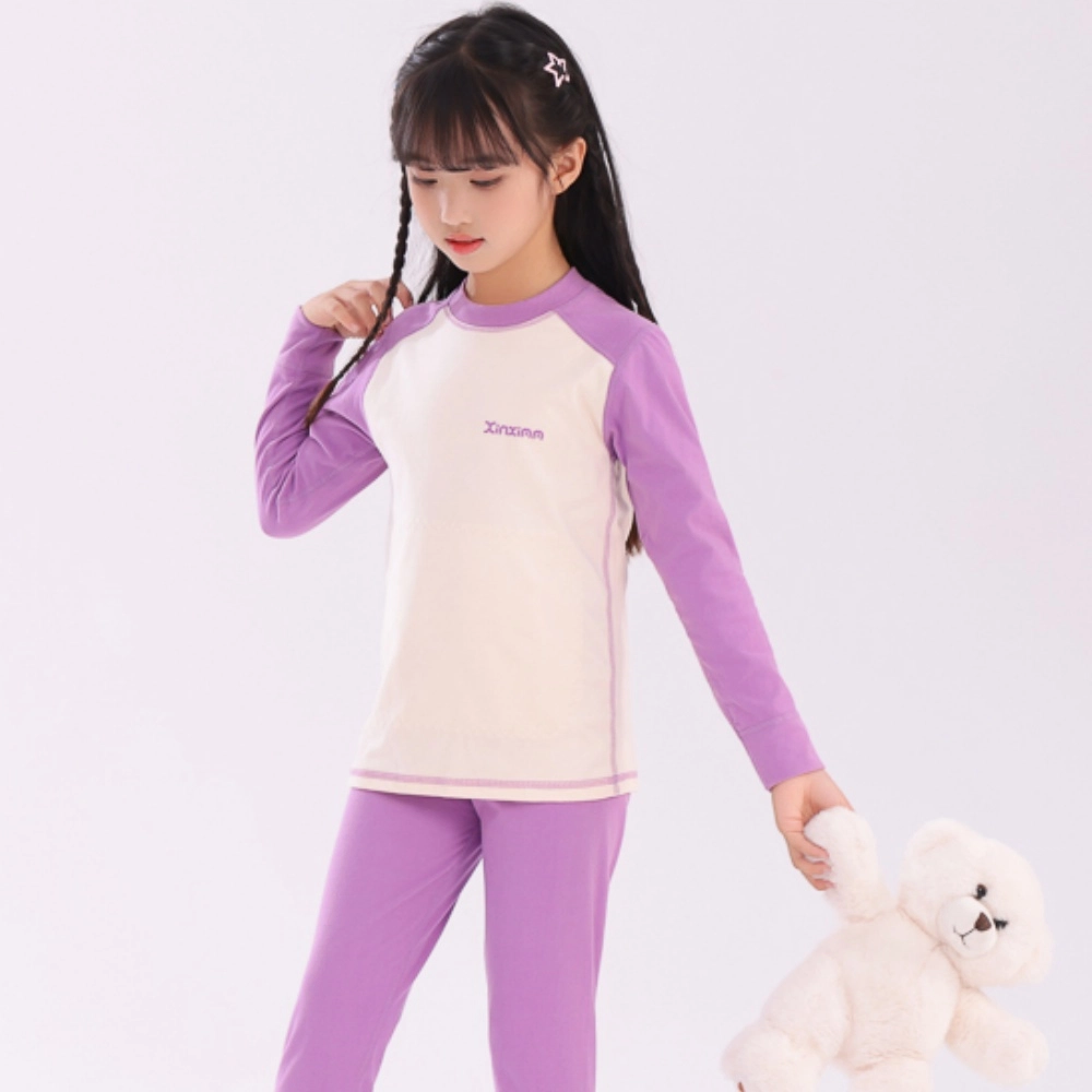棉基因 云朵绒青少年舒适柔软贴肤贴片锁温高弹性轻便大童简约百搭彩色系保暖套装 男女同款