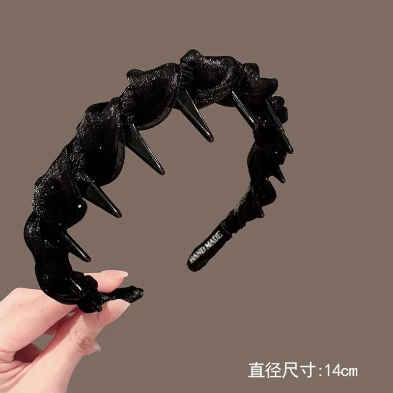 千桐 高颅顶 正反两戴 气质纱褶皱珠珠波浪 齿梳飘带外戴发卡头饰 网纱 发箍 女款