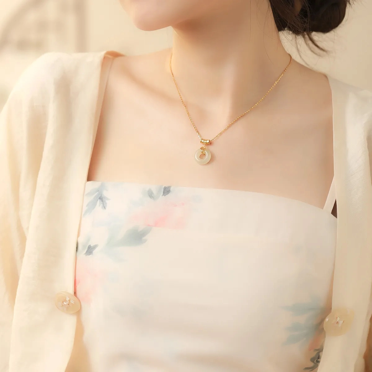 挚爱永恒 如意福运平安扣 新中式小众#好运 玉髓 项链 女款