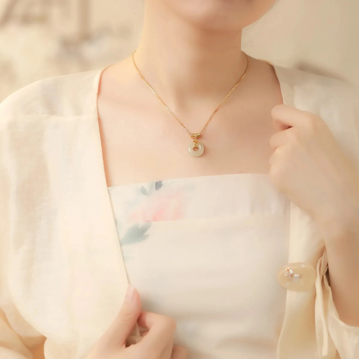 挚爱永恒 如意福运平安扣 新中式小众#好运 玉髓 项链 女款