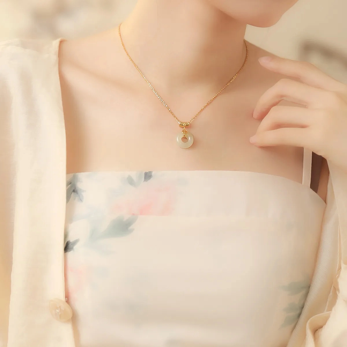 挚爱永恒 如意福运平安扣 新中式小众#好运 玉髓 项链 女款