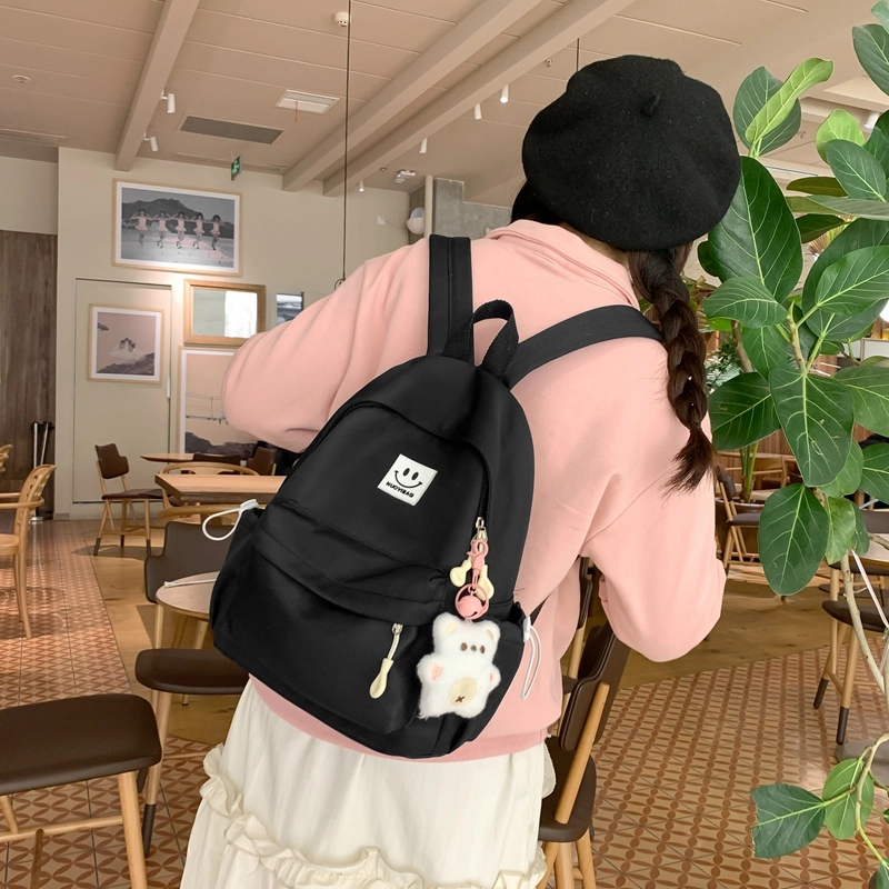 普乐威 大学生日系森系初中生高中韩版简约百搭 尼龙 双肩包 大号 男女同款情侣款 多色