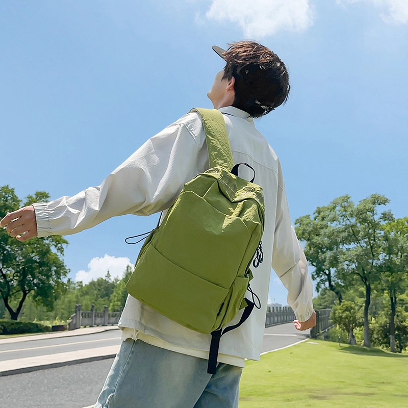普乐威 纯色高级感简约通勤轻便学生 尼龙 书包背包双肩包 男女同款情侣款 多色