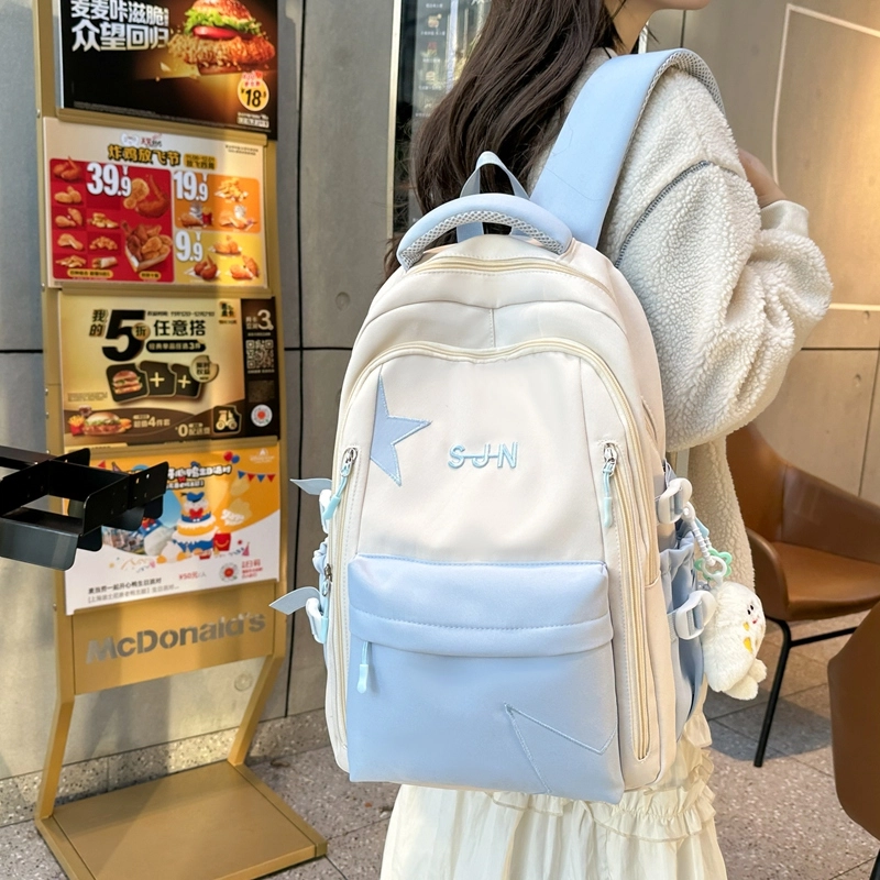 普乐威 小众高颜值大容量高中大学生初中生校园百搭小清新韩国森系 尼龙 双肩包 男女同款情侣款 多色