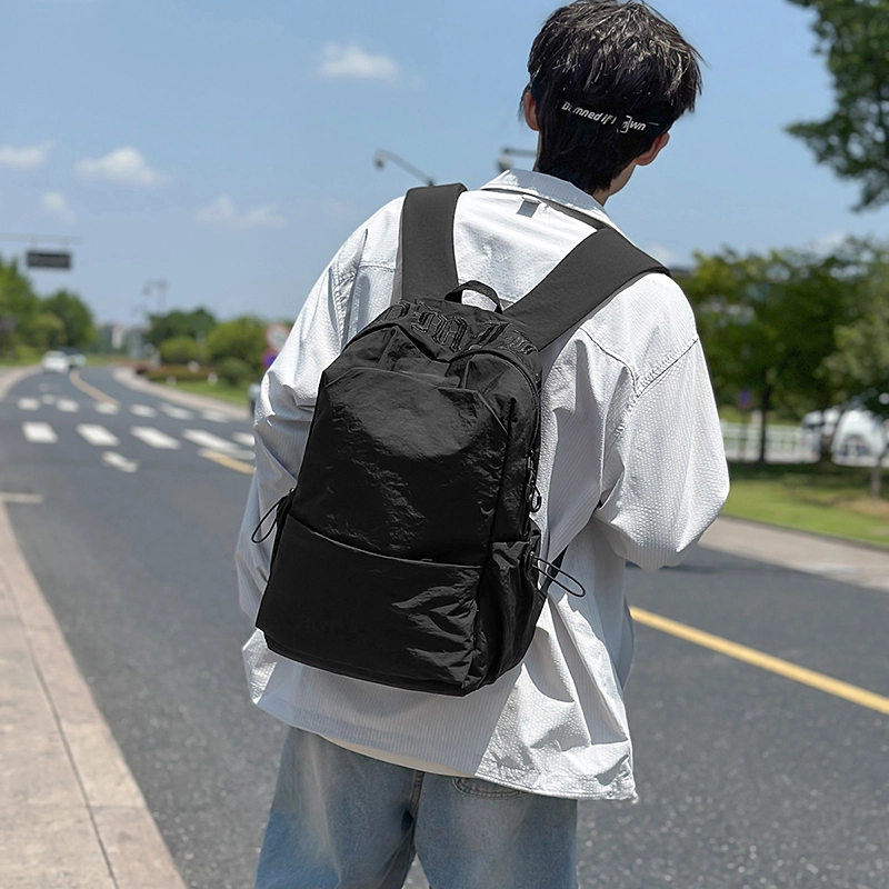 普乐威 纯色高级感简约通勤轻便学生 尼龙 书包背包双肩包 男女同款情侣款 多色