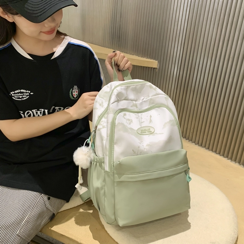 普乐威 中式高颜值扎染小众清新可爱旅游轻便大学生初高中生大容量 尼龙 双肩包 大号 女款 多色