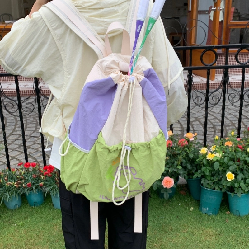 普乐威 高颜值小清新百搭旅游轻量化 尼龙 双肩包 男女同款情侣款 米白色/黑色/绿色