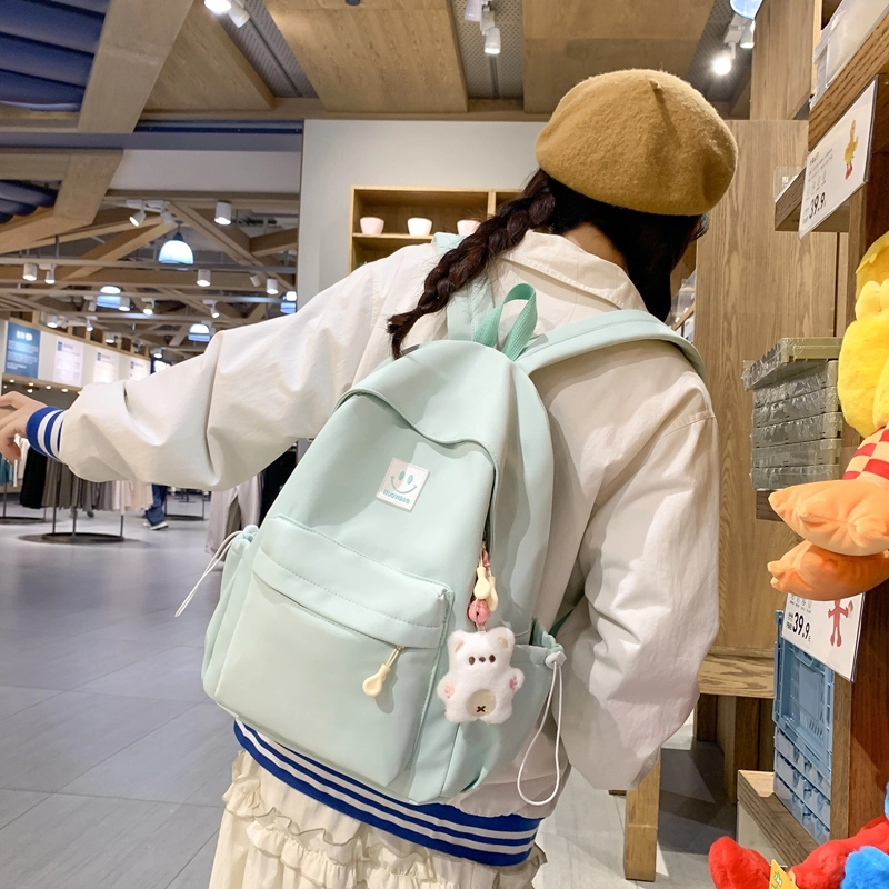 普乐威 大学生日系森系初中生高中韩版简约百搭 尼龙 双肩包 大号 男女同款情侣款 多色
