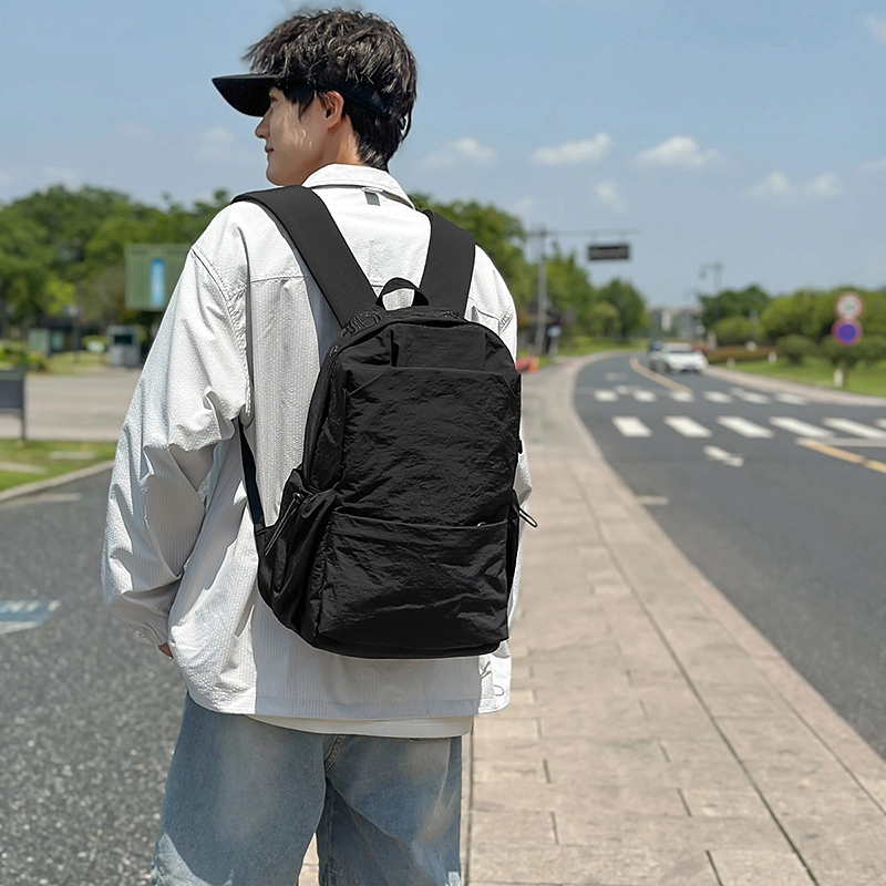 普乐威 纯色高级感简约通勤轻便学生 尼龙 书包背包双肩包 男女同款情侣款 多色