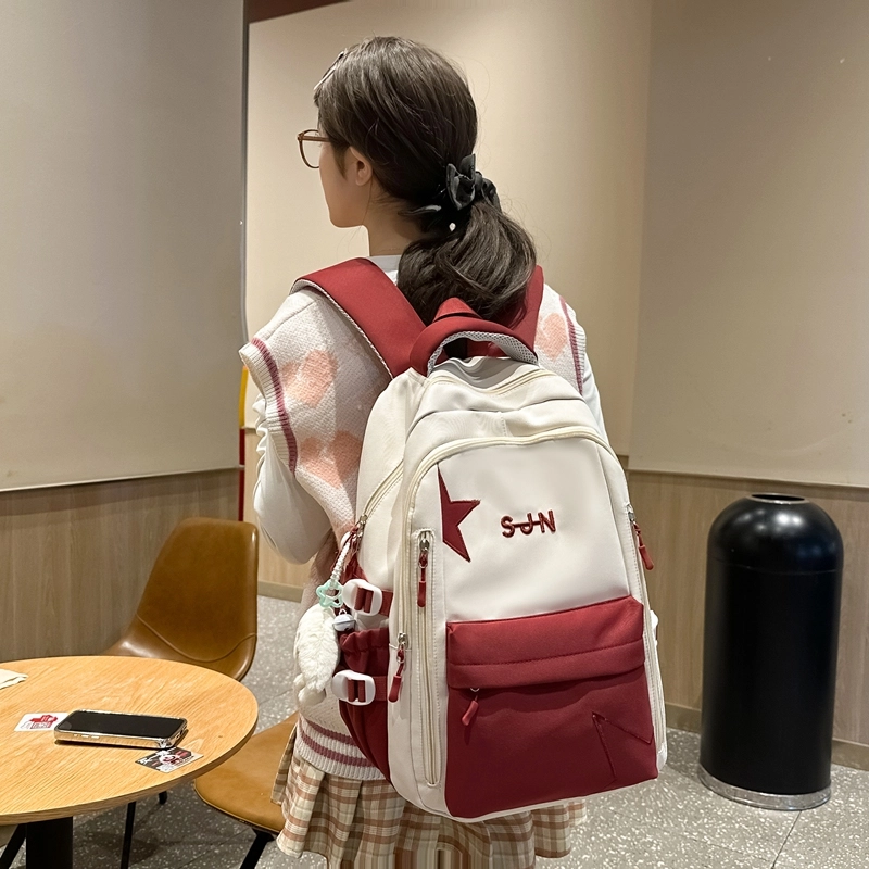 普乐威 小众高颜值大容量高中大学生初中生校园百搭小清新韩国森系 尼龙 双肩包 男女同款情侣款 多色