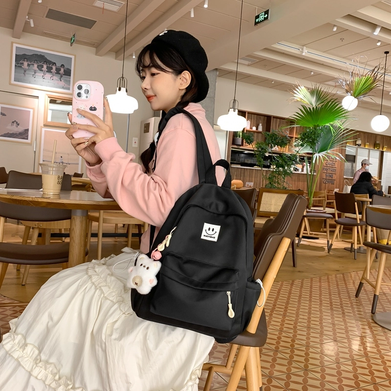 普乐威 大学生日系森系初中生高中韩版简约百搭 尼龙 双肩包 大号 男女同款情侣款 多色
