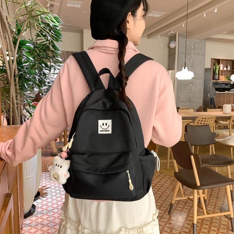 普乐威 大学生日系森系初中生高中韩版简约百搭 尼龙 双肩包 大号 男女同款情侣款 多色