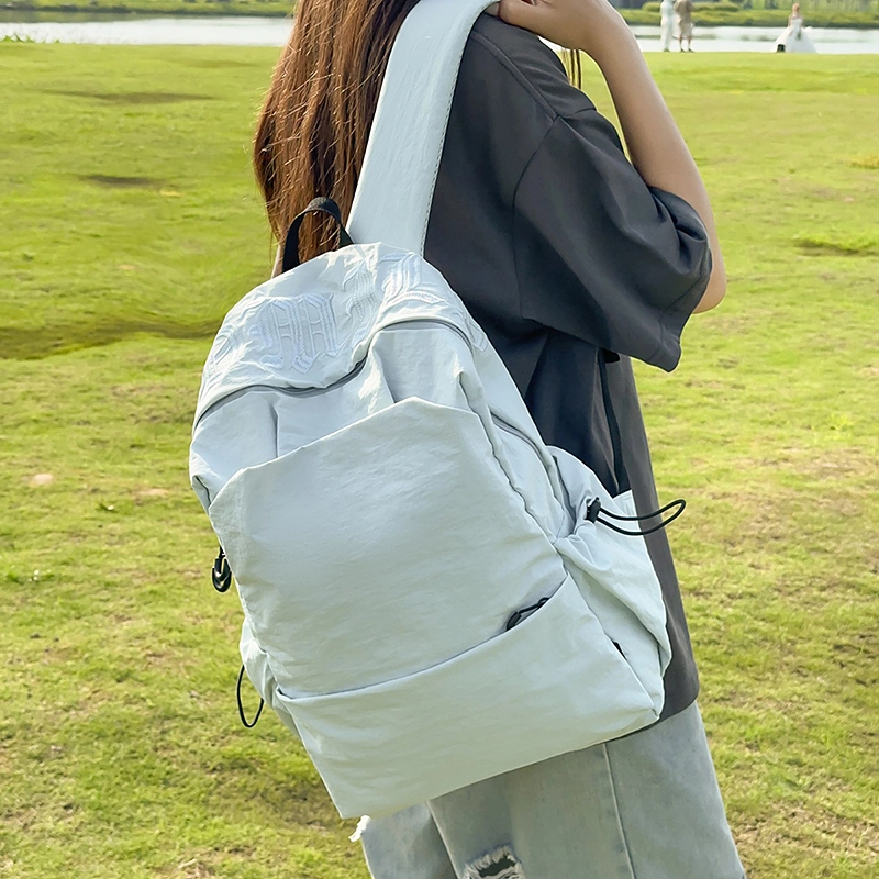 普乐威 纯色高级感简约通勤轻便学生 尼龙 书包背包双肩包 男女同款情侣款 多色