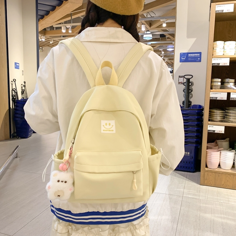 普乐威 大学生日系森系初中生高中韩版简约百搭 尼龙 双肩包 大号 男女同款情侣款 多色