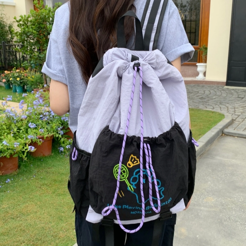 普乐威 高颜值小清新百搭旅游轻量化 尼龙 双肩包 男女同款情侣款 米白色/黑色/绿色