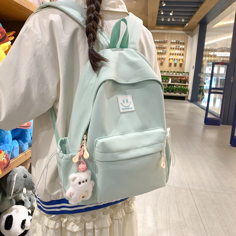 普乐威 大学生日系森系初中生高中韩版简约百搭 尼龙 双肩包 大号 男女同款情侣款 多色