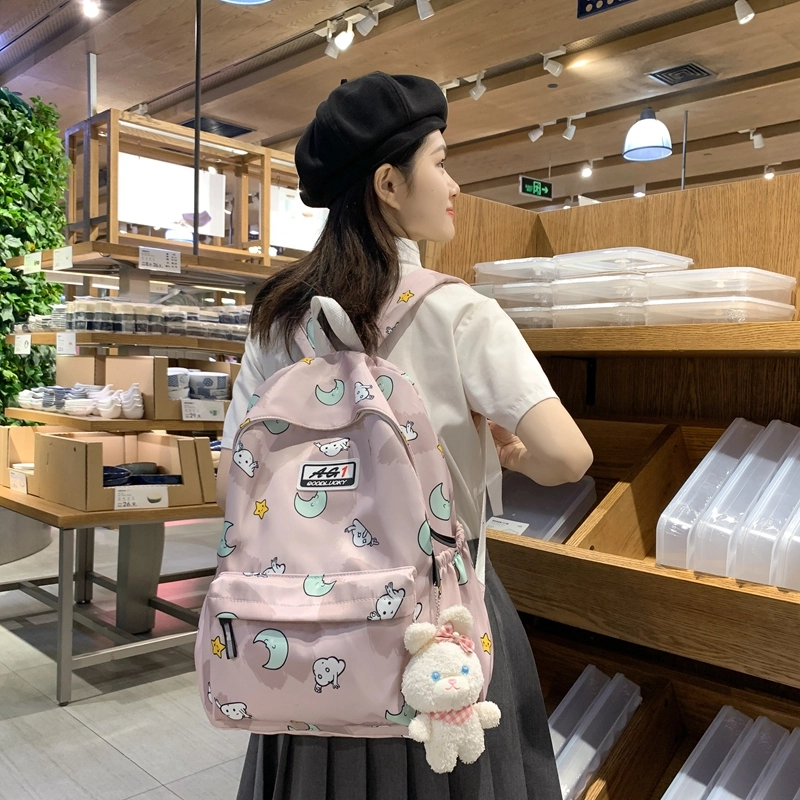 普乐威 可爱卡通甜美高颜值小众设计大容量上课通勤百搭 尼龙 双肩包 女款 多色