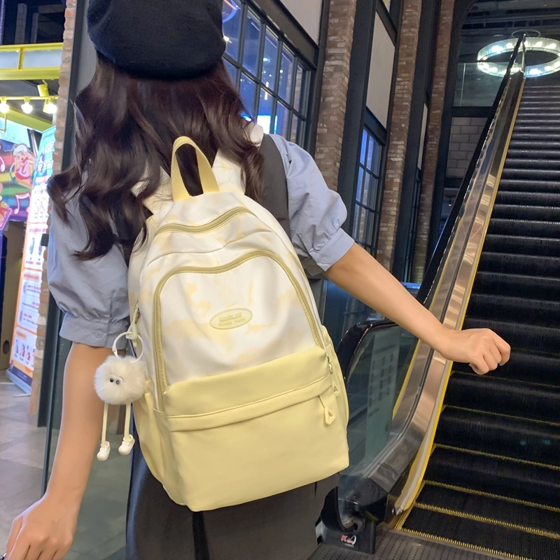 普乐威 中式高颜值扎染小众清新可爱旅游轻便大学生初高中生大容量 尼龙 双肩包 大号 女款 多色