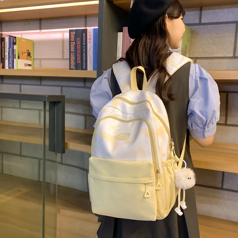 普乐威 中式高颜值扎染小众清新可爱旅游轻便大学生初高中生大容量 尼龙 双肩包 大号 女款 多色