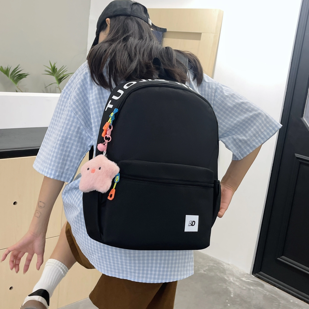 普乐威 高颜值简约休闲百搭书包小众设计可爱包包大学生初高中 尼龙 双肩包 常规 男女同款情侣款 多色