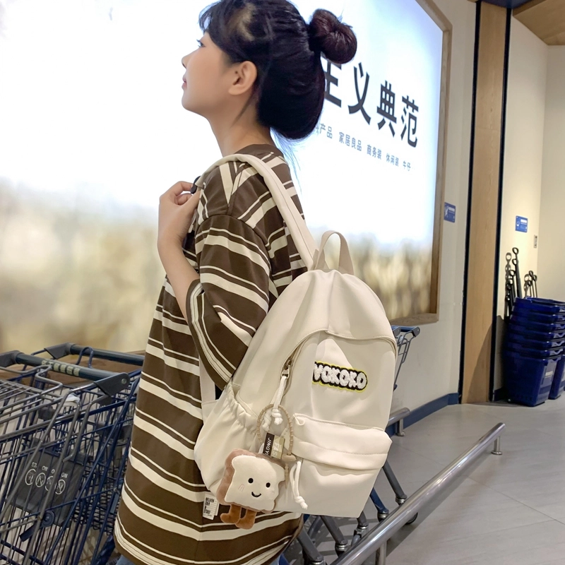 普乐威 高颜值小众大容量韩系可爱清新简约时尚百搭 尼龙 双肩包 常规 男女同款情侣款 多色