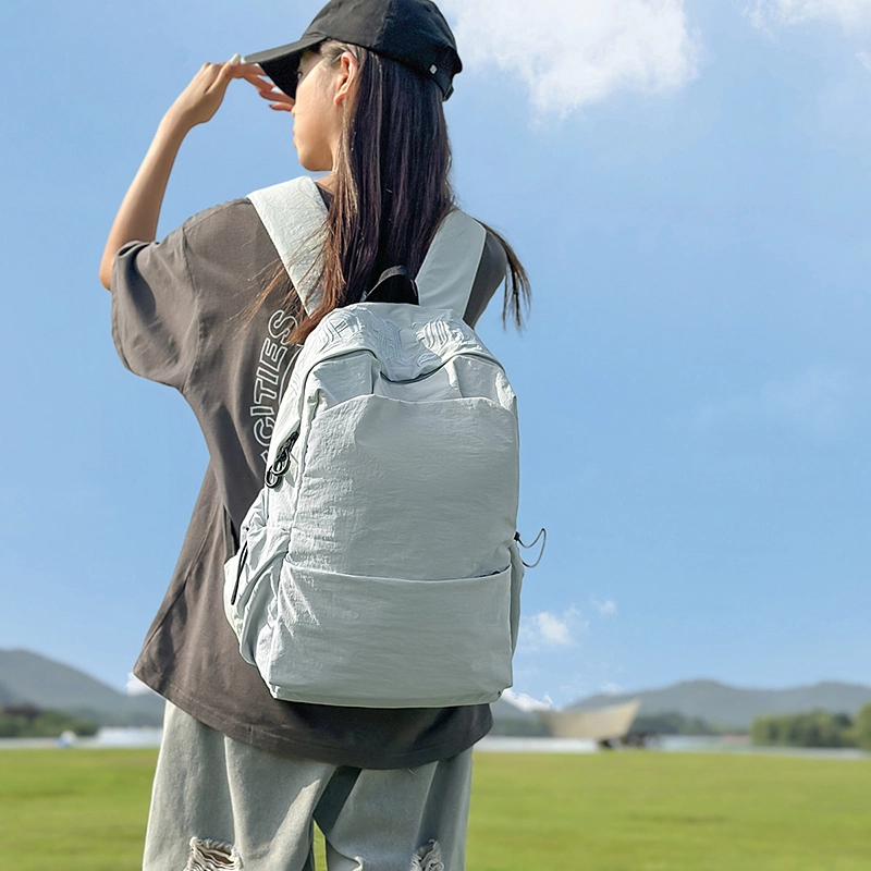 普乐威 纯色高级感简约通勤轻便学生 尼龙 书包背包双肩包 男女同款情侣款 多色