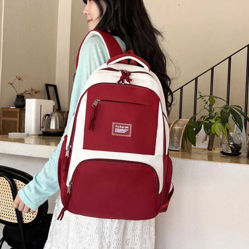 普乐威 高级感简约轻便大容量短途旅行初高中大学生上课通勤百搭 尼龙 书包双肩包背包 男女同款情侣款 多色