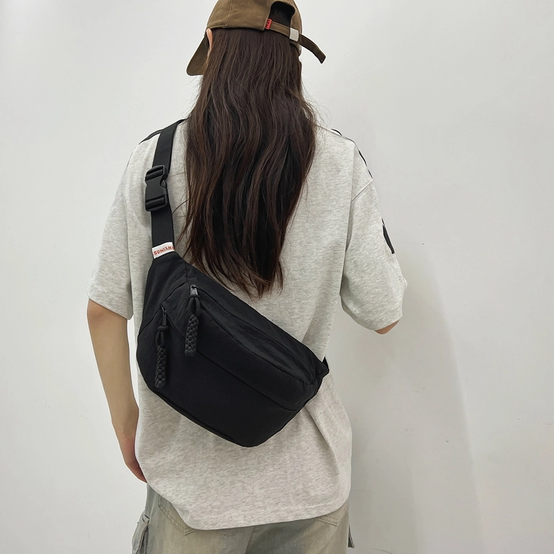 普乐威 日系轻便简约百搭百搭休闲运动骑行通勤 尼龙 胸包 男女同款情侣款 米白色/黑色/黄色/绿色/蓝色