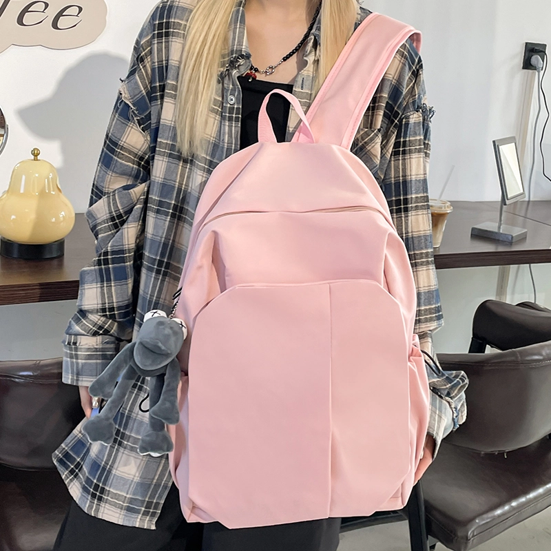 普乐威 原创设计简约休闲百搭纯色电脑背包大学高中书包森系校园 尼龙 双肩包 常规 男女同款情侣款 多色
