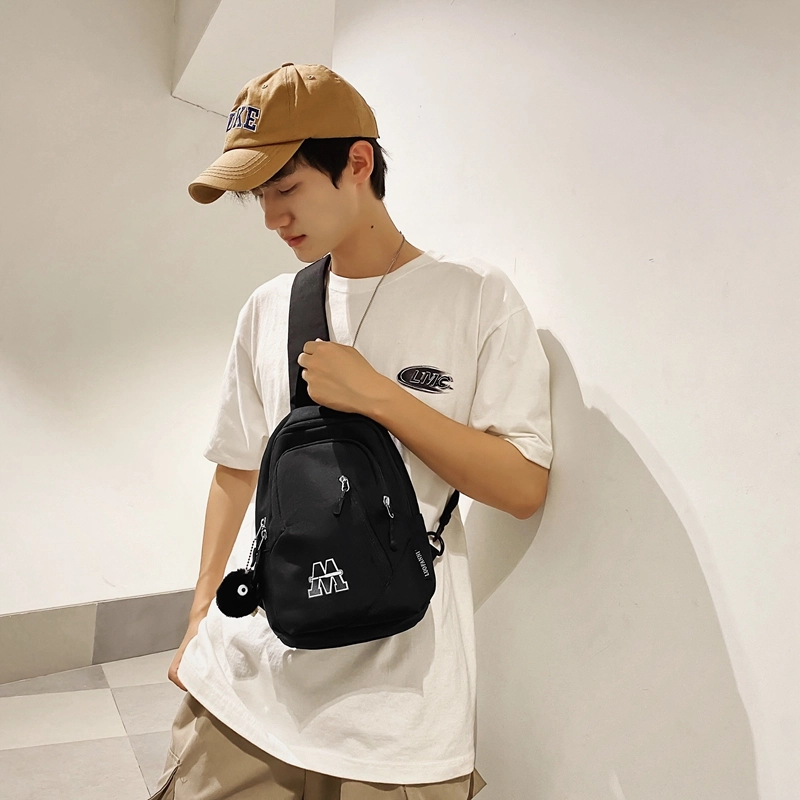 普乐威 时尚简约百搭运动学生个性潮流实用 尼龙 胸包 男女同款情侣款 白蓝红/白红色/黑色/蓝色