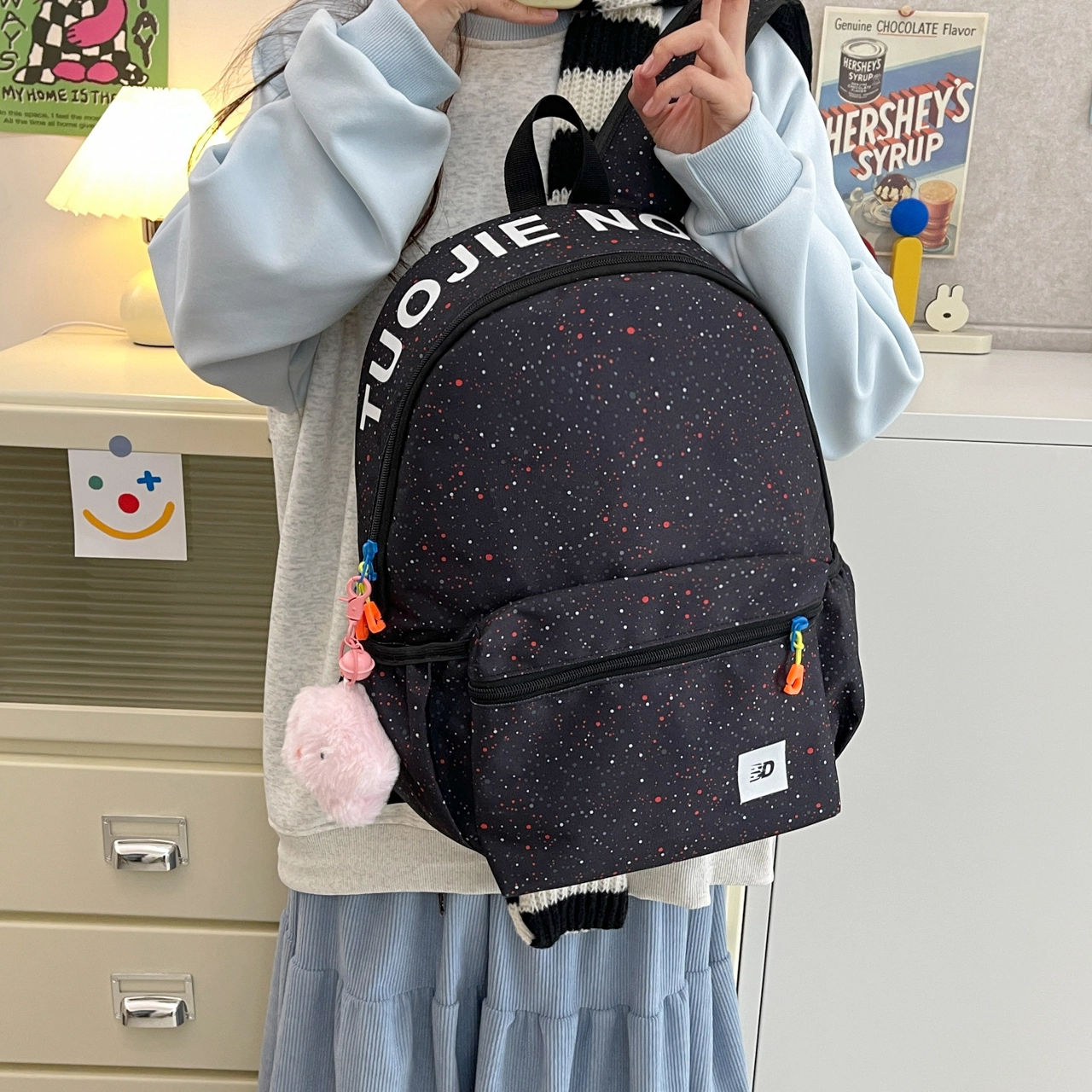 普乐威 高颜值简约休闲百搭书包小众设计可爱包包大学生初高中 尼龙 双肩包 常规 男女同款情侣款 多色