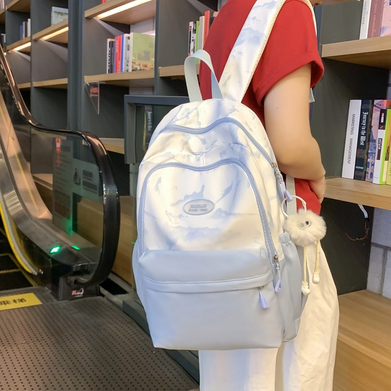 普乐威 中式高颜值扎染小众清新可爱旅游轻便大学生初高中生大容量 尼龙 双肩包 大号 女款 多色