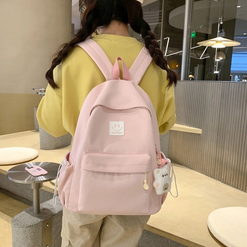普乐威 大学生日系森系初中生高中韩版简约百搭 尼龙 双肩包 大号 男女同款情侣款 多色