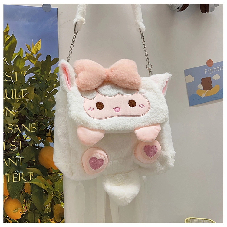 普乐威 可爱动物时尚潮流 毛绒 双肩包 常规 女款 多色