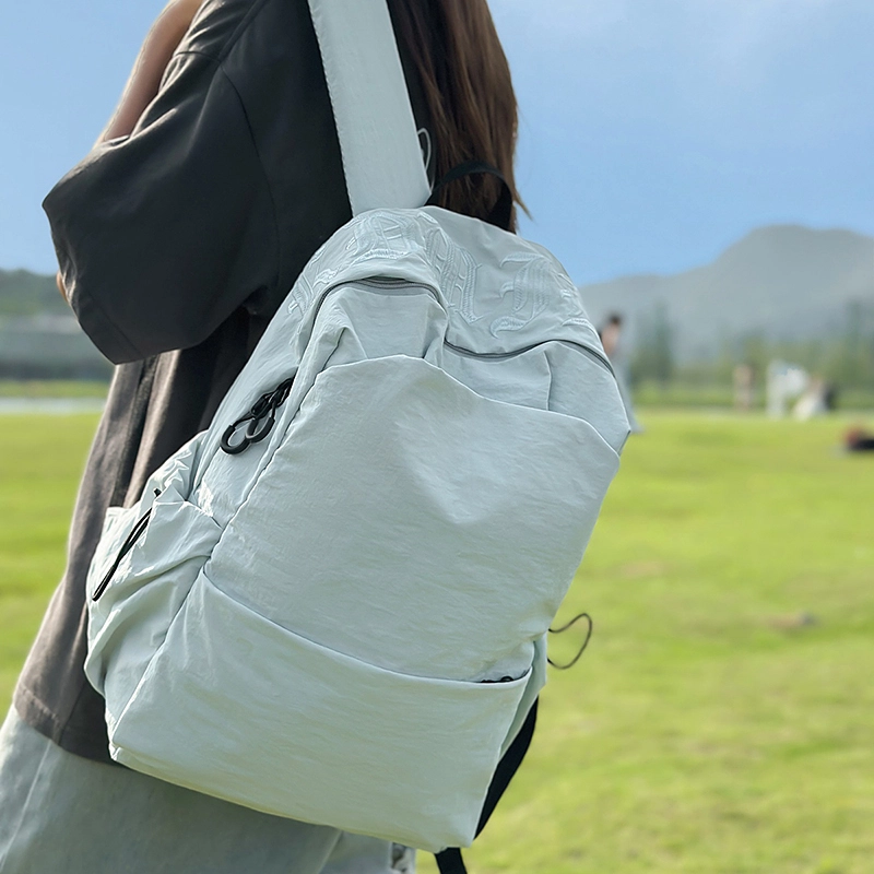普乐威 纯色高级感简约通勤轻便学生 尼龙 书包背包双肩包 男女同款情侣款 多色