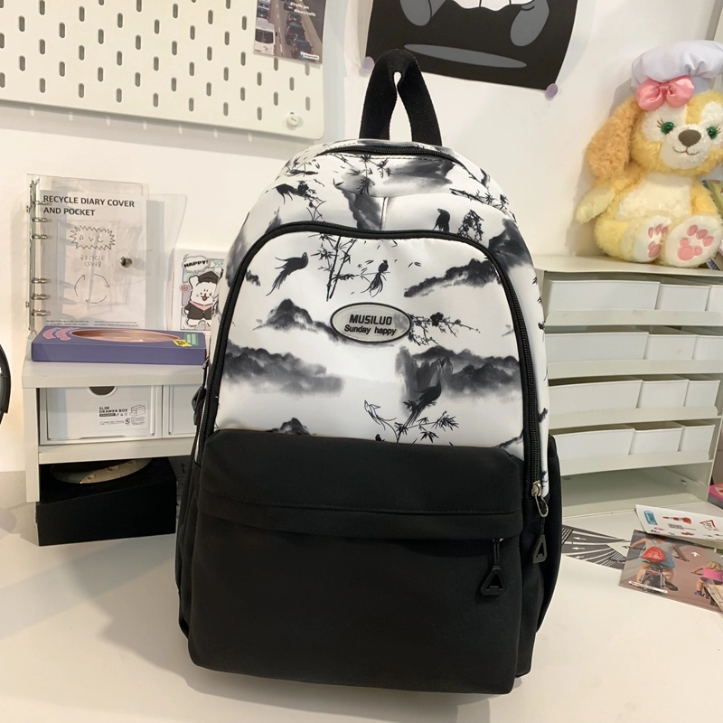 普乐威 中式高颜值扎染小众清新可爱旅游轻便大学生初高中生大容量 尼龙 双肩包 大号 女款 多色