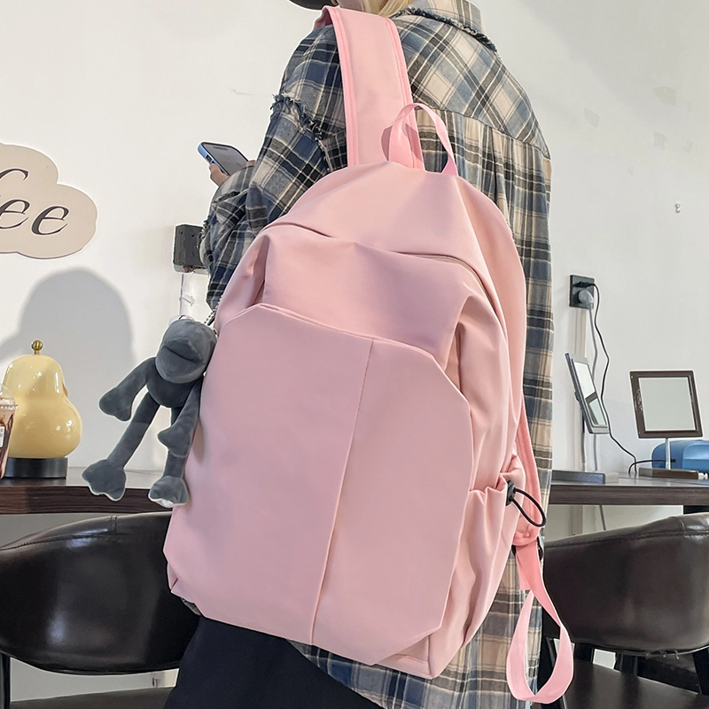 普乐威 原创设计简约休闲百搭纯色电脑背包大学高中书包森系校园 尼龙 双肩包 常规 男女同款情侣款 多色