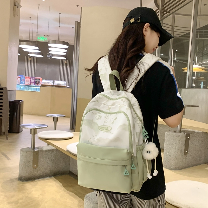 普乐威 中式高颜值扎染小众清新可爱旅游轻便大学生初高中生大容量 尼龙 双肩包 大号 女款 多色