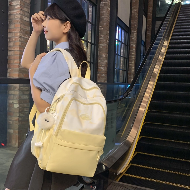 普乐威 中式高颜值扎染小众清新可爱旅游轻便大学生初高中生大容量 尼龙 双肩包 大号 女款 多色