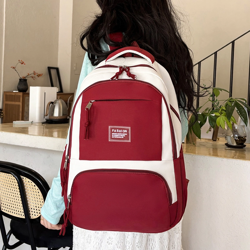 普乐威 高级感简约轻便大容量短途旅行初高中大学生上课通勤百搭 尼龙 书包双肩包背包 男女同款情侣款 多色