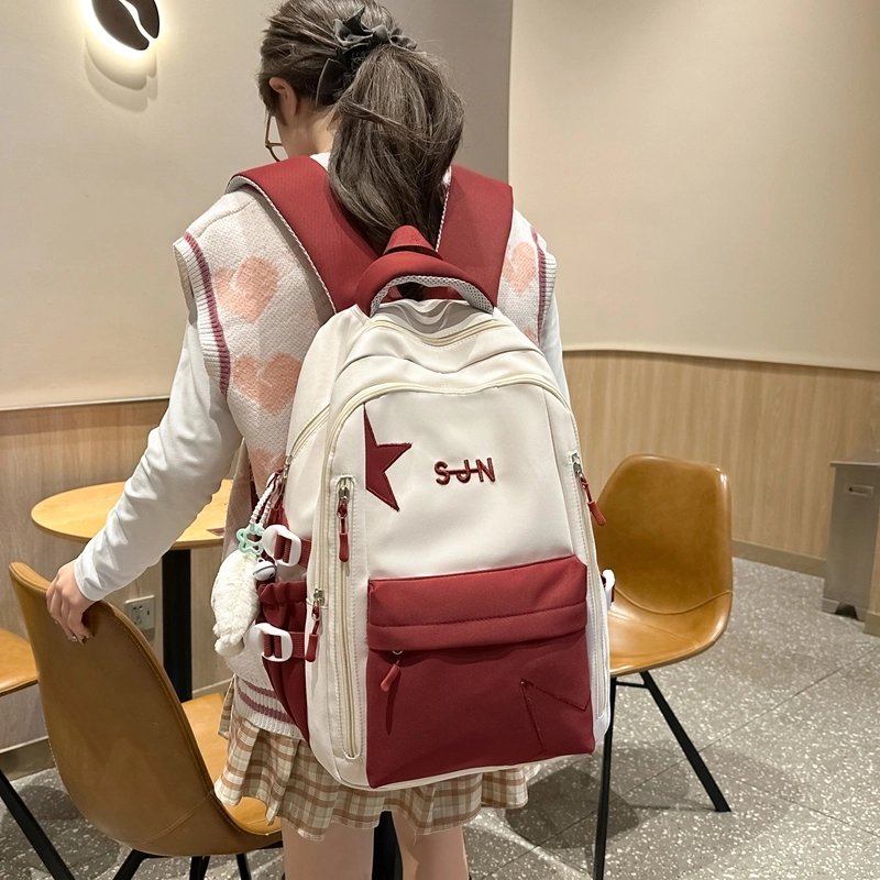 普乐威 小众高颜值大容量高中大学生初中生校园百搭小清新韩国森系 尼龙 双肩包 男女同款情侣款 多色