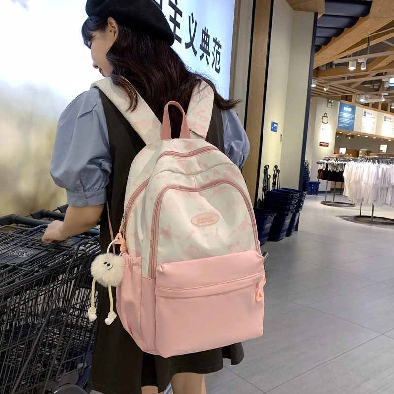 普乐威 中式高颜值扎染小众清新可爱旅游轻便大学生初高中生大容量 尼龙 双肩包 大号 女款 多色