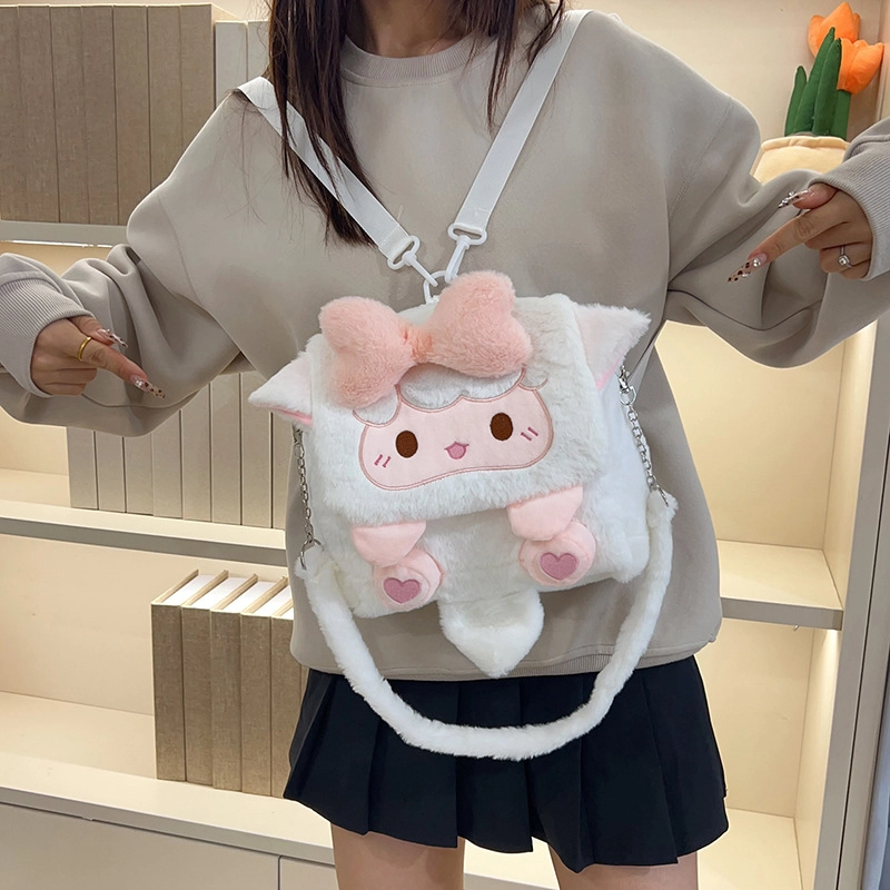 普乐威 可爱动物时尚潮流 毛绒 双肩包 常规 女款 多色