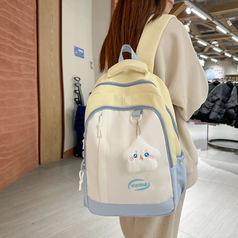 普乐威 小众可爱百搭大容量 尼龙 双肩包 女款 黑色/粉配绿/蓝配红/浅蓝配黄