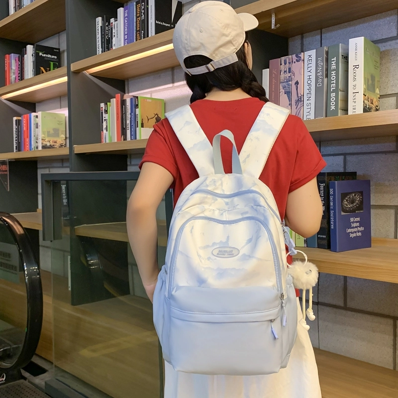 普乐威 中式高颜值扎染小众清新可爱旅游轻便大学生初高中生大容量 尼龙 双肩包 大号 女款 多色