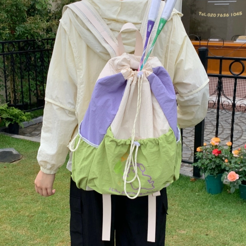 普乐威 高颜值小清新百搭旅游轻量化 尼龙 双肩包 男女同款情侣款 米白色/黑色/绿色