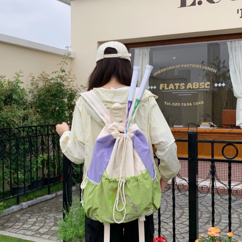普乐威 高颜值小清新百搭旅游轻量化 尼龙 双肩包 男女同款情侣款 米白色/黑色/绿色