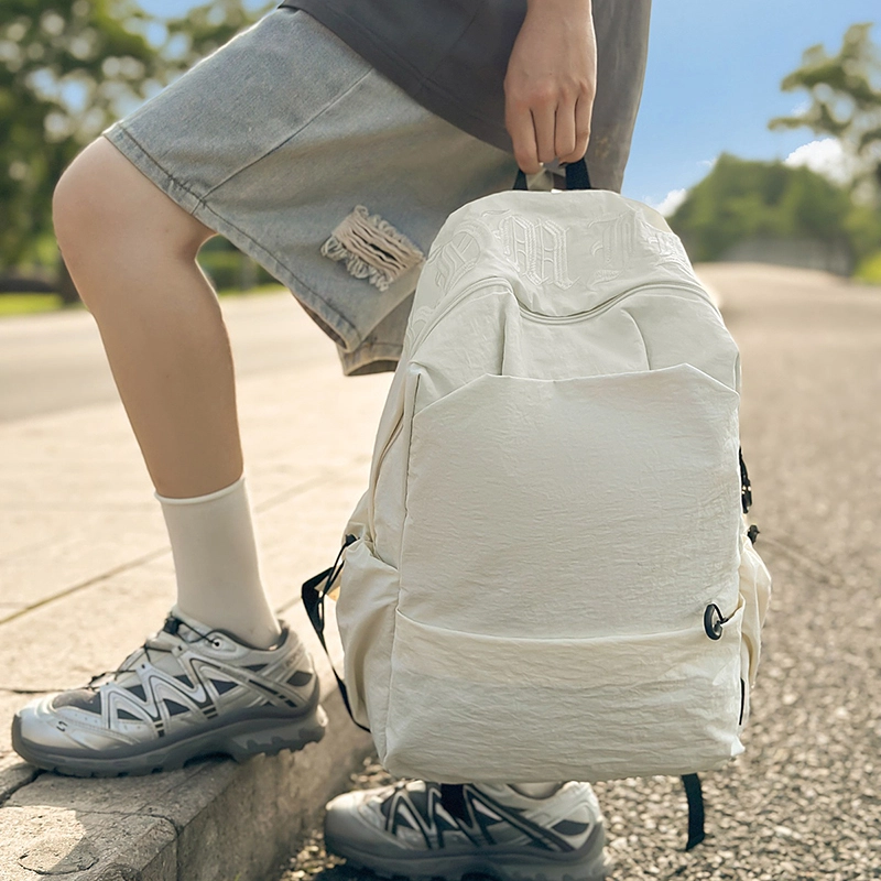 普乐威 纯色高级感简约通勤轻便学生 尼龙 书包背包双肩包 男女同款情侣款 多色